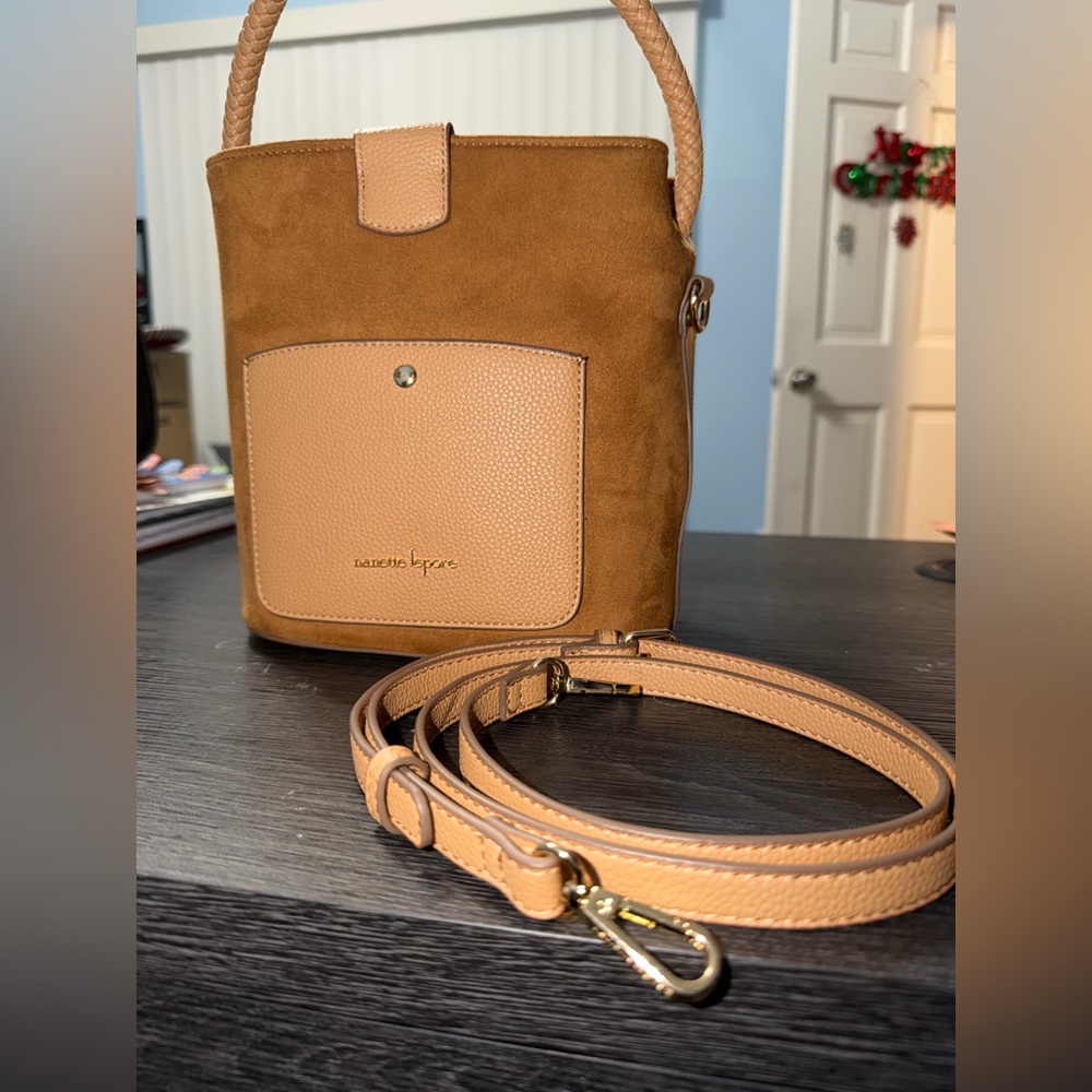 Nanette Lepore Tan and Brown Crossbody Bag